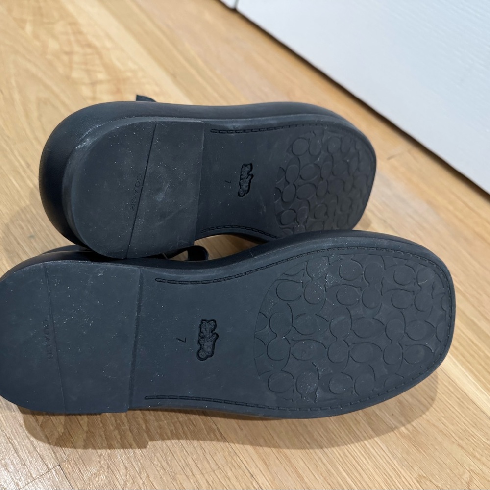 Coach Black Knotted Leather Sandal with Gold Buckle - Picture 5 of 5